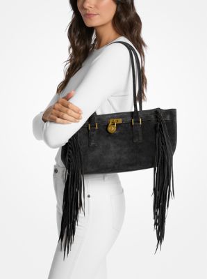 Hamilton Moderne Small Fringed Suede Satchel