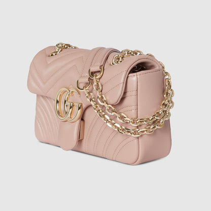GG Marmont small shoulder bag pink beige leather