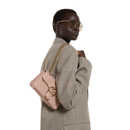 GG Marmont small shoulder bag pink beige leather