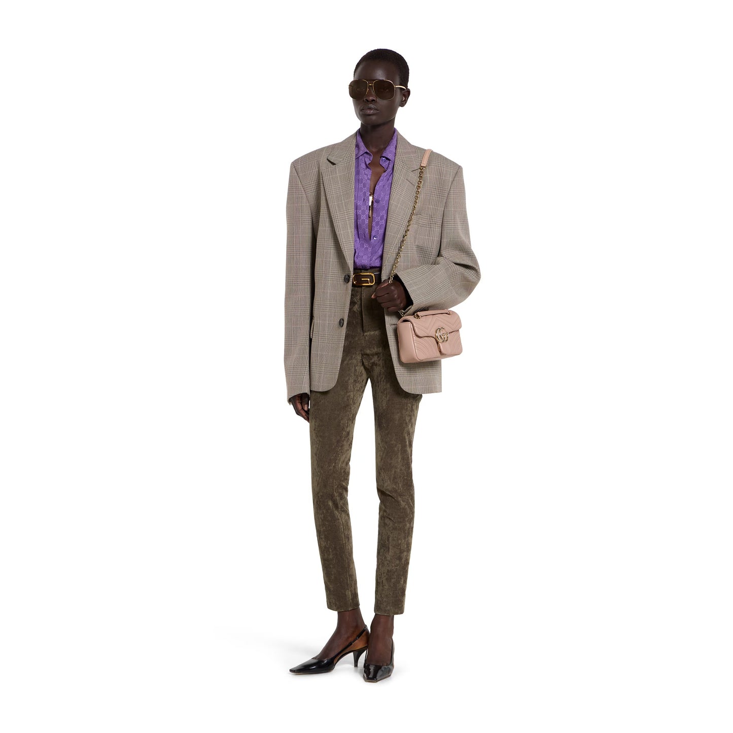 GG Marmont small shoulder bag pink beige leather