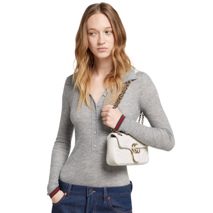 GG Marmont small shoulder bag white leather